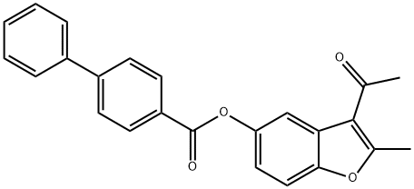 3-acetyl-2-methyl-1-benzofuran-5-yl [1,1'-biphenyl]-4-carboxylate Struktur