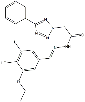 N'-(3-ethoxy-4-hydroxy-5-iodobenzylidene)-2-(5-phenyl-2H-tetraazol-2-yl)acetohydrazide Struktur