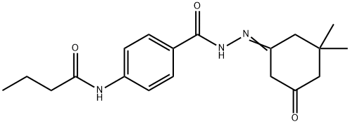 N-(4-{[2-(3,3-dimethyl-5-oxocyclohexylidene)hydrazino]carbonyl}phenyl)butanamide Structure