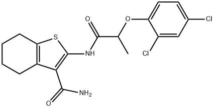 2-{[2-(2,4-dichlorophenoxy)propanoyl]amino}-4,5,6,7-tetrahydro-1-benzothiophene-3-carboxamide Struktur