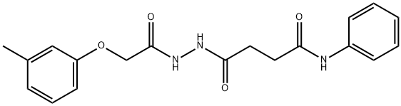 4-{2-[(3-methylphenoxy)acetyl]hydrazino}-4-oxo-N-phenylbutanamide Struktur