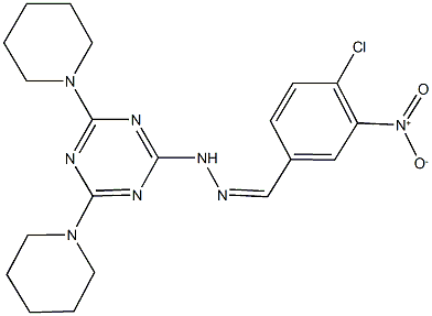 4-chloro-3-nitrobenzaldehyde [4,6-di(1-piperidinyl)-1,3,5-triazin-2-yl]hydrazone Struktur