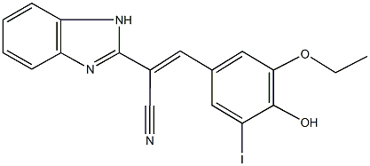 2-(1H-benzimidazol-2-yl)-3-(3-ethoxy-4-hydroxy-5-iodophenyl)acrylonitrile Struktur