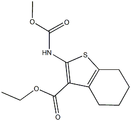 ethyl 2-[(methoxycarbonyl)amino]-4,5,6,7-tetrahydro-1-benzothiophene-3-carboxylate Struktur