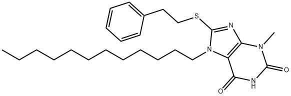 7-dodecyl-3-methyl-8-[(2-phenylethyl)sulfanyl]-3,7-dihydro-1H-purine-2,6-dione Struktur