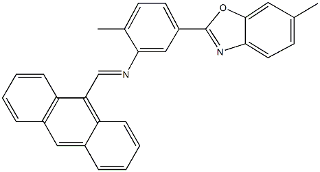 N-(9-anthrylmethylene)-N-[2-methyl-5-(6-methyl-1,3-benzoxazol-2-yl)phenyl]amine Structure