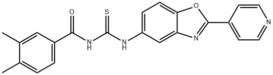 N-(3,4-dimethylbenzoyl)-N'-[2-(4-pyridinyl)-1,3-benzoxazol-5-yl]thiourea Struktur