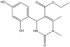 ethyl 4-(2,4-dihydroxyphenyl)-1,6-dimethyl-2-oxo-1,2,3,4-tetrahydro-5-pyrimidinecarboxylate Struktur