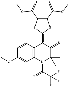 dimethyl 2-(7-methoxy-2,2-dimethyl-3-thioxo-1-(trifluoroacetyl)-2,3-dihydroquinolin-4(1H)-ylidene)-1,3-dithiole-4,5-dicarboxylate Structure
