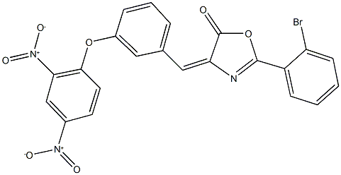 4-(3-{2,4-bisnitrophenoxy}benzylidene)-2-(2-bromophenyl)-1,3-oxazol-5(4H)-one Struktur