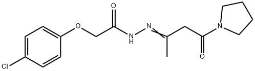2-(4-chlorophenoxy)-N'-[1-methyl-3-oxo-3-(1-pyrrolidinyl)propylidene]acetohydrazide Struktur