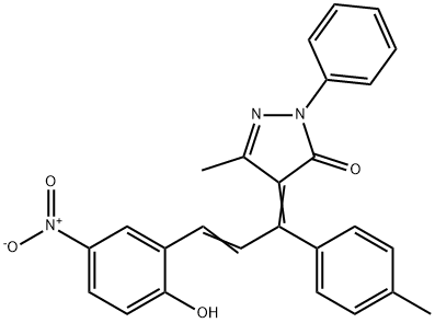 4-[3-{2-hydroxy-5-nitrophenyl}-1-(4-methylphenyl)-2-propenylidene]-5-methyl-2-phenyl-2,4-dihydro-3H-pyrazol-3-one Struktur