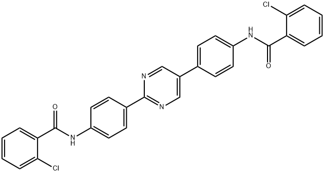 2-chloro-N-[4-(2-{4-[(2-chlorobenzoyl)amino]phenyl}-5-pyrimidinyl)phenyl]benzamide Struktur