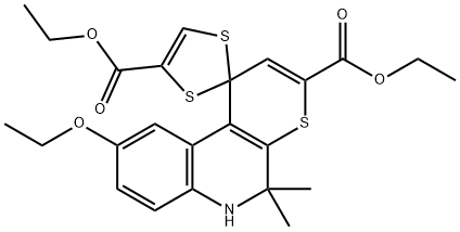 diethyl 9'-ethoxy-5',5'-dimethyl-5',6'-dihydrospiro[1,3-dithiole-2,1'-(1'H)-thiopyrano[2,3-c]quinoline]-3',4-dicarboxylate Struktur