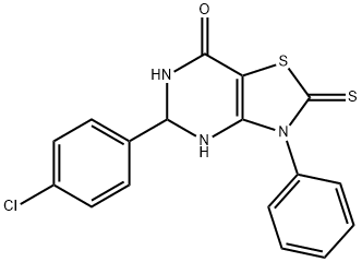 5-(4-chlorophenyl)-3-phenyl-2-thioxo-2,3,5,6-tetrahydro[1,3]thiazolo[4,5-d]pyrimidin-7(4H)-one Struktur