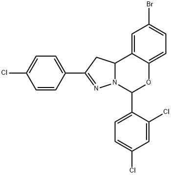 9-bromo-2-(4-chlorophenyl)-5-(2,4-dichlorophenyl)-1,10b-dihydropyrazolo[1,5-c][1,3]benzoxazine Struktur