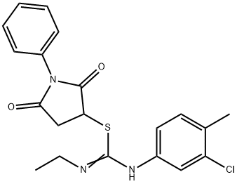 2,5-dioxo-1-phenyl-3-pyrrolidinyl N'-(3-chloro-4-methylphenyl)-N-ethylimidothiocarbamate Struktur