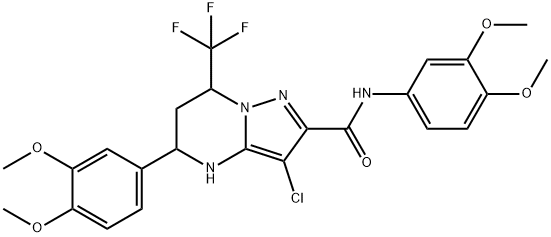 3-chloro-N,5-bis(3,4-dimethoxyphenyl)-7-(trifluoromethyl)-4,5,6,7-tetrahydropyrazolo[1,5-a]pyrimidine-2-carboxamide Struktur