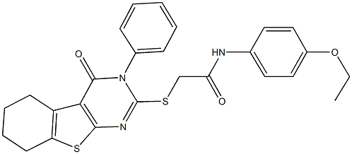 N-(4-ethoxyphenyl)-2-[(4-oxo-3-phenyl-3,4,5,6,7,8-hexahydro[1]benzothieno[2,3-d]pyrimidin-2-yl)sulfanyl]acetamide Struktur