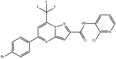 5-(4-bromophenyl)-N-(2-chloro-3-pyridinyl)-7-(trifluoromethyl)pyrazolo[1,5-a]pyrimidine-2-carboxamide Struktur