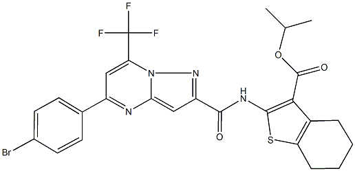 isopropyl 2-({[5-(4-bromophenyl)-7-(trifluoromethyl)pyrazolo[1,5-a]pyrimidin-2-yl]carbonyl}amino)-4,5,6,7-tetrahydro-1-benzothiophene-3-carboxylate Struktur