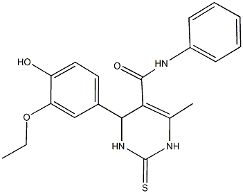 4-(3-ethoxy-4-hydroxyphenyl)-6-methyl-N-phenyl-2-thioxo-1,2,3,4-tetrahydropyrimidine-5-carboxamide Struktur