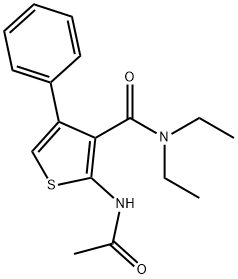 2-(acetylamino)-N,N-diethyl-4-phenyl-3-thiophenecarboxamide Struktur