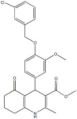 methyl 4-{4-[(3-chlorobenzyl)oxy]-3-methoxyphenyl}-2-methyl-5-oxo-1,4,5,6,7,8-hexahydro-3-quinolinecarboxylate Structure