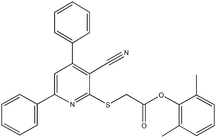 2,6-dimethylphenyl [(3-cyano-4,6-diphenyl-2-pyridinyl)sulfanyl]acetate Struktur