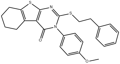 3-(4-methoxyphenyl)-2-[(2-phenylethyl)sulfanyl]-5,6,7,8-tetrahydro[1]benzothieno[2,3-d]pyrimidin-4(3H)-one Struktur