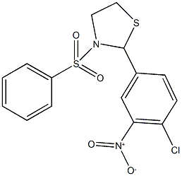 2-{4-chloro-3-nitrophenyl}-3-(phenylsulfonyl)-1,3-thiazolidine Struktur