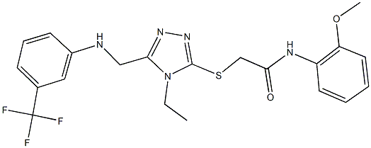 2-[(4-ethyl-5-{[3-(trifluoromethyl)anilino]methyl}-4H-1,2,4-triazol-3-yl)sulfanyl]-N-(2-methoxyphenyl)acetamide Struktur