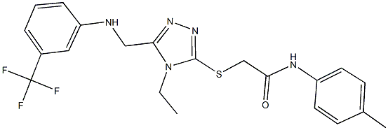 2-[(4-ethyl-5-{[3-(trifluoromethyl)anilino]methyl}-4H-1,2,4-triazol-3-yl)sulfanyl]-N-(4-methylphenyl)acetamide Struktur