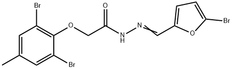 N'-[(5-bromo-2-furyl)methylene]-2-(2,6-dibromo-4-methylphenoxy)acetohydrazide Struktur