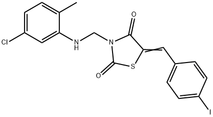 3-[(5-chloro-2-methylanilino)methyl]-5-(4-iodobenzylidene)-1,3-thiazolidine-2,4-dione Struktur