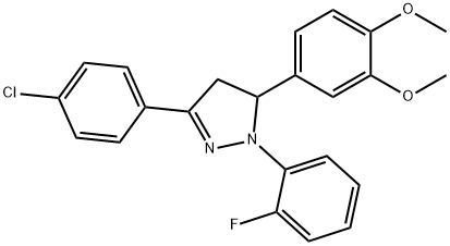3-(4-chlorophenyl)-5-(3,4-dimethoxyphenyl)-1-(2-fluorophenyl)-4,5-dihydro-1H-pyrazole Struktur
