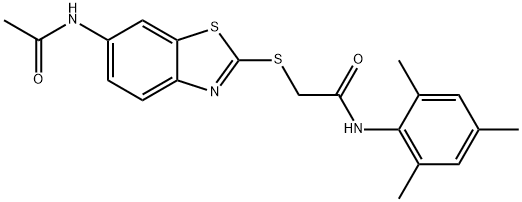 2-{[6-(acetylamino)-1,3-benzothiazol-2-yl]sulfanyl}-N-mesitylacetamide Struktur