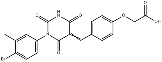 {4-[(1-(4-bromo-3-methylphenyl)-2,4,6-trioxotetrahydro-5(2H)-pyrimidinylidene)methyl]phenoxy}acetic acid Structure