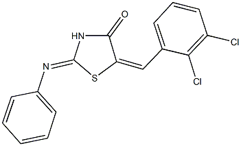 5-(2,3-dichlorobenzylidene)-2-(phenylimino)-1,3-thiazolidin-4-one Struktur