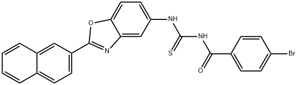 N-(4-bromobenzoyl)-N'-[2-(2-naphthyl)-1,3-benzoxazol-5-yl]thiourea Struktur