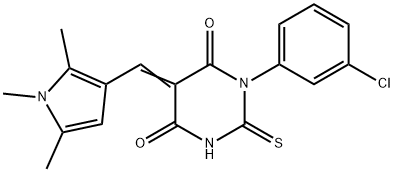 1-(3-chlorophenyl)-2-thioxo-5-[(1,2,5-trimethyl-1H-pyrrol-3-yl)methylene]dihydro-4,6(1H,5H)-pyrimidinedione Struktur