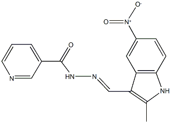 N'-({5-nitro-2-methyl-1H-indol-3-yl}methylene)nicotinohydrazide Struktur