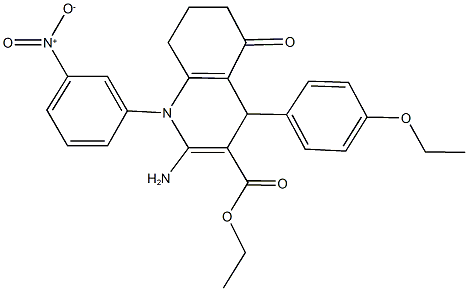 ethyl 2-amino-4-(4-ethoxyphenyl)-1-{3-nitrophenyl}-5-oxo-1,4,5,6,7,8-hexahydro-3-quinolinecarboxylate Struktur