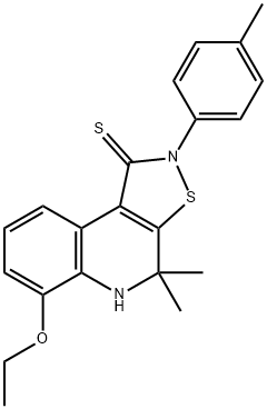 6-ethoxy-4,4-dimethyl-2-(4-methylphenyl)-4,5-dihydroisothiazolo[5,4-c]quinoline-1(2H)-thione Struktur