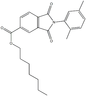 heptyl 2-(2,5-dimethylphenyl)-1,3-dioxoisoindoline-5-carboxylate Struktur