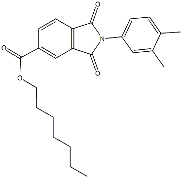 heptyl 2-(3,4-dimethylphenyl)-1,3-dioxo-5-isoindolinecarboxylate Struktur