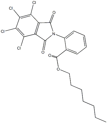 heptyl 2-(4,5,6,7-tetrachloro-1,3-dioxo-1,3-dihydro-2H-isoindol-2-yl)benzoate Struktur