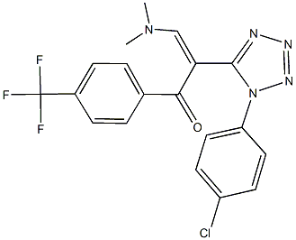 2-[1-(4-chlorophenyl)-1H-tetraazol-5-yl]-3-(dimethylamino)-1-[4-(trifluoromethyl)phenyl]-2-propen-1-one Struktur