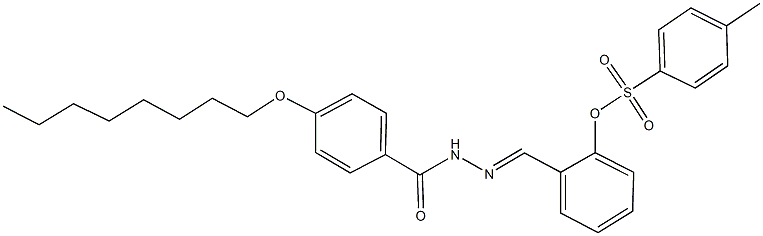 2-{2-[4-(octyloxy)benzoyl]carbohydrazonoyl}phenyl 4-methylbenzenesulfonate Struktur