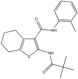 2-[(2,2-dimethylpropanoyl)amino]-N-(2-methylphenyl)-4,5,6,7-tetrahydro-1-benzothiophene-3-carboxamide Struktur
